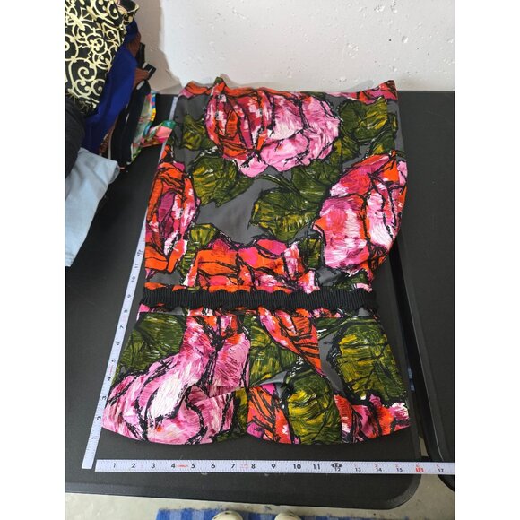 Trina Turk Floral Strapless Babydoll Mini Dress 6 Event Formal Boho Rose Y2K - Picture 7 of 9